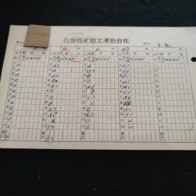 煤矿职工考勤台账（80-90年代）78-2