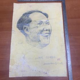 1979年6月16日临于北京铅笔画 毛泽东像 毛主席像 原作徐悲鸿 刘杨印