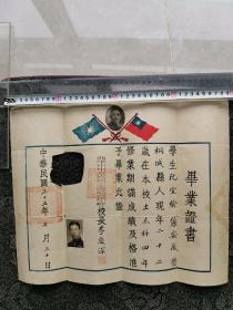 1946年 毕业证书 北平市市立高级工业职业学校    校长 李庆深 品相尺寸如图