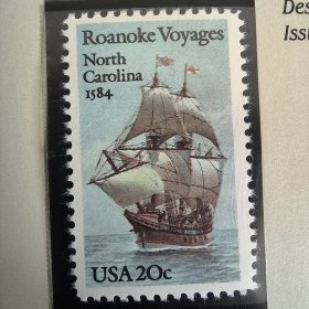 USA113美国1984年 “罗厄诺克号”帆船 外国邮票 新 1全