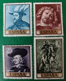 西班牙邮票  1962年鲁本斯绘画  4全新