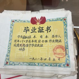 70 80年代毕业证书三十一张合售