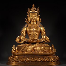 旧藏藏传铜鎏金长寿佛像