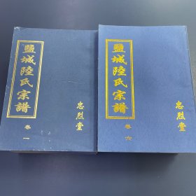 《盐城陆氏宗谱》11本一套，忠烈堂，南宋名臣陆秀夫支的家谱，16开，双折页2400页。影印宣统元年(1909年)的版本。