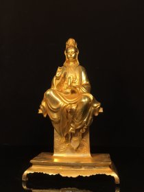 铜鎏金自在观音菩萨佛像