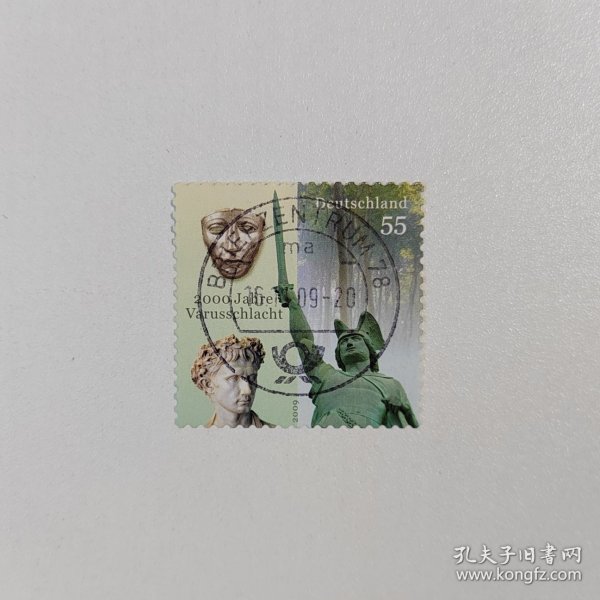 外国邮票 德国邮票2009年艺术家雕塑面具等 信销1枚 如图
