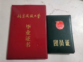1995年北京建设大学毕业证+团员证（详见照片）