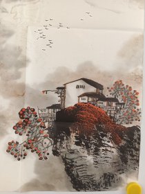 山东著名书画家鲁雁 (本名：秘如沿) 水墨手绘山水画一副，尺寸100x46厘米 保真包手绘 鲁雁 (秘如沿)，号春举门人，著名画家。山东阳信人，生于一九四五年，酷爱丹青，并临池不掇三十余载。秘如沿先生幼习绘事，凡山水、人物、花卉俱系统学习，对宋、元、明、清历代大家的作品颇多研习探究，尽得古人精髓。他继承传统，又能融会贯通，师古而化，超越古人，创作出自己的绘画风格。他的画具有鲜明的时代特征。