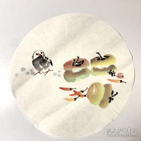 胡人国画团扇花鸟小品249