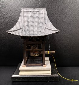 精品微型建模：《纯手工榫卯结构钟亭》新年钟声，赠黑色大理石底座