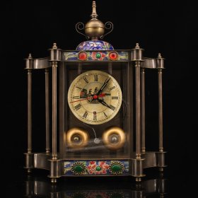珍藏座钟桌面客厅钟表摆件发条带闹铃古典钟表 重1427克 高27厘米 宽24厘米