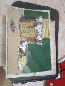 丝织画 中国杭州织锦厂制《猫儿》尺寸：18cmX27cm