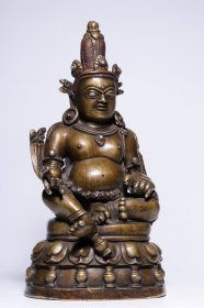 清合金铜嵌银黄财神坐像