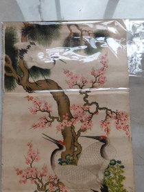 民国 老年画《松鹤延年》，尺寸：54*26，品如图 。