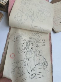 民国时期动漫画稿 十六开一册 共35张 绘画非常漂亮