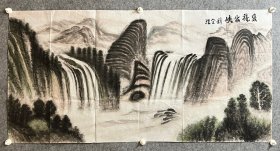 刘全理先生手绘国画作品  《双龙出峡》  69x137cm