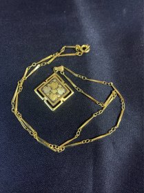 海外回流vintage 大马士革24K纯金肥后象嵌吊坠金色项链   中古正品  很有质感   做工精细  尺寸如图  请看好图片