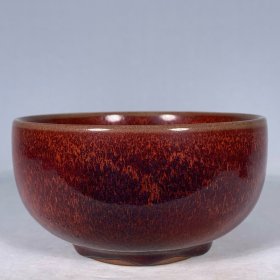 宋钧窑玫瑰紫釉罗汉碗，高7直径13cm