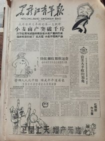 《黑龙江青年报》【我省农业大丰收的第一支凯歌，小麦亩产突破千斤，（集贤县永安乡）兴华社青年试验田创全省小麦产量的历史最高纪录打破了“北大荒”小麦不能高产论；（满大街五金器材厂工具车间郝铁全）笨铁牛在飞腾】