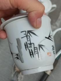 茶杯(江西名瓷，手绘竹子杯)5个