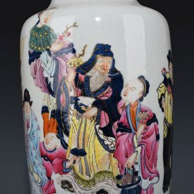 清康熙青花五彩十二花神人物瓶 44*21厘米