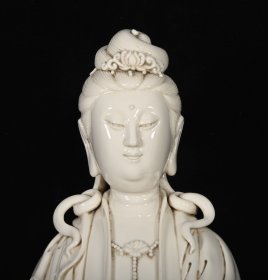 旧藏 明德化窑何朝宗款自在观音一尊 高46×24厘米