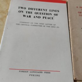 在战争与和平问题上的两条路线，关于国际共产主义运动总路线的建议