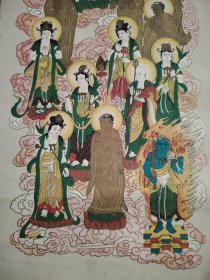 （8）立轴老画，彩色印刷，原装旧裱，尺寸96X37