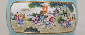 大清乾隆年制款雕刻婴戏图腰鼓