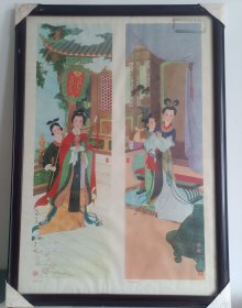 年画-古代仕女屏，两张一套，任率英画