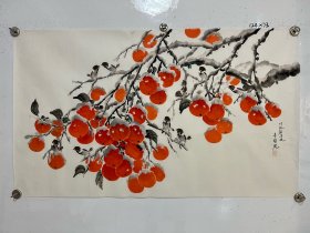 朝鲜画 宋明哲 作“柿子”