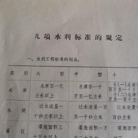 《几项水利标准的规定》山西省水利局，16开2页（实物拍图 外品内容详见图，特殊商品，可详询，售后不退）