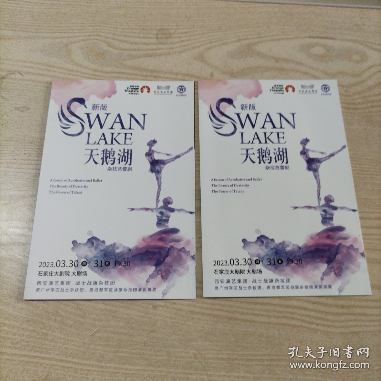 新版天鹅湖杂技芭蕾剧节目单2张（西安演艺集团战士战旗杂技团）