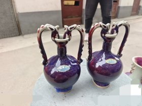 70 80年代钧瓷双龙禹县二厂钧瓷一对