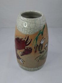 90年代石湾窑陶艺名家胡冬根原作花瓶（野趣）