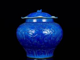 《精品放漏》孔雀蓝荷叶罐——元代瓷器收藏