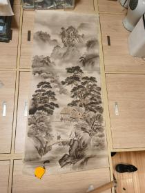 【日本回流】无款2，老字画绢本，日本名家画，应该是从屏风上拆下来的，130*54