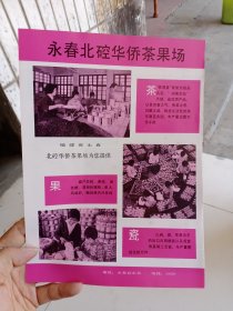 福建省永春县华侨茶果场，有铁观音茶，闽南水仙茶，80年代广告彩页一张