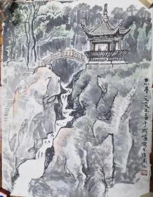 著名画家中国美协会员张维国写生山水画保真