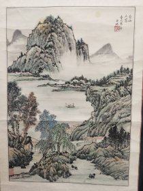 北京画家、胡玉珠老师作品（春山人家）、保真、保手绘（外尺约：145厘米*54厘米、画心约66.5厘米*46.5厘米）品相如图、自定、接受商品现状、到货后不接受任何理由找后找后账、收藏品不退换、合作愉快！