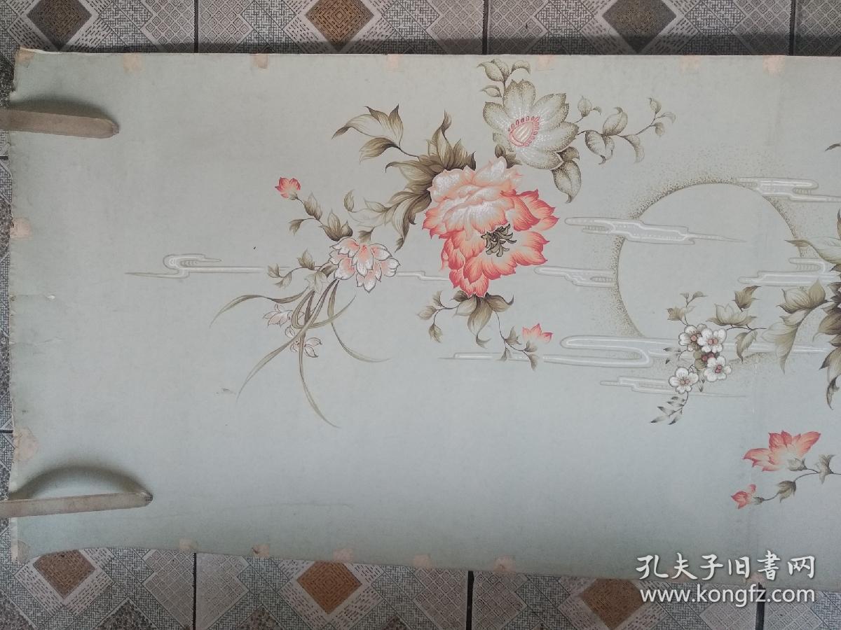 陆之甫 1986年设计画作 床单被单原稿(春光美)之一花月图案