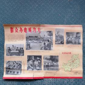 宣传画：《群众办电威力大》 —— 1张，安丘县委1972年印，76.5cm*53cm，卷筒邮寄 【存2架】