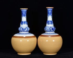 清黄釉青花葫芦