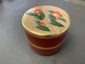 漆盒  双层食盒 漆器 花草莳绘 金箔工艺