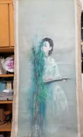 旧藏 杨凯歌 油画画心——只包手绘图，物一致售后不退。 画心净尺寸143乘以59厘米。意境、笔触、构图、色彩都不错。