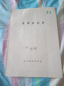 辽宁省诗词学会会员登记表【张万鹏】含手写作品遥寄台湾亲友，雨霁郊游，