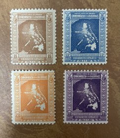 菲律宾邮票，菲律宾地图，4枚，原胶无贴