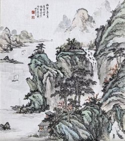 【民国时期女画家～伍佩贤先生】1986年精品山水，原托，品相如图。