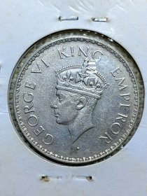 英属印度1卢比银币 1941年乔治六世11.66克 极美品 yz0318