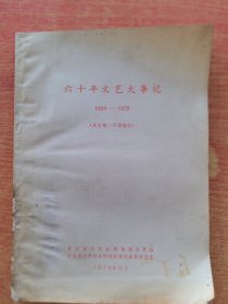 六十年文藝大事記1919-1979（未定稿），16開(kāi)本。文化部文學(xué)藝術(shù)研究院理論政策研究室1979年（實(shí)物拍圖，外品內(nèi)頁(yè)如圖，內(nèi)頁(yè)干凈整潔無(wú)字跡，無(wú)劃線(xiàn)）
